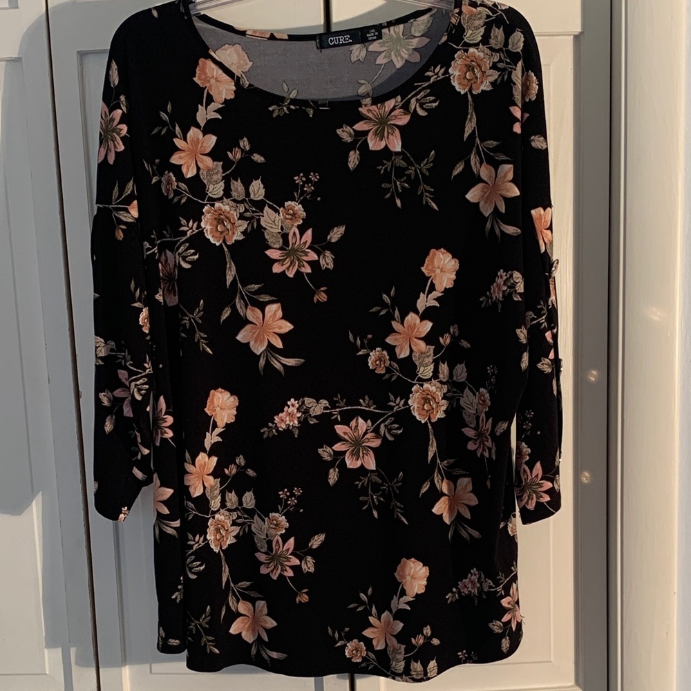 Cure Chic Black Floral Blouse